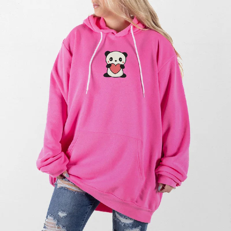 Women's crew - neck sweatshirt in a heather gray shade for a classic and versatile optionPanda Heart Giant Hoodie Women's crew - neck sweatshirt in a heather gray shade for a classic and versatile optionPanda Heart Giant Hoodie