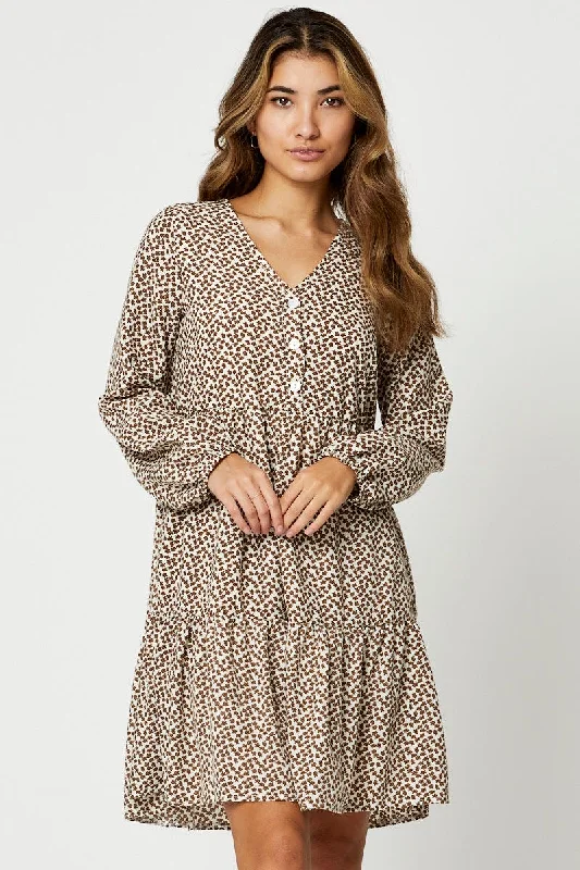 Pleated Women Dress with a Timeless and Elegant TexturePrint Skater Dress