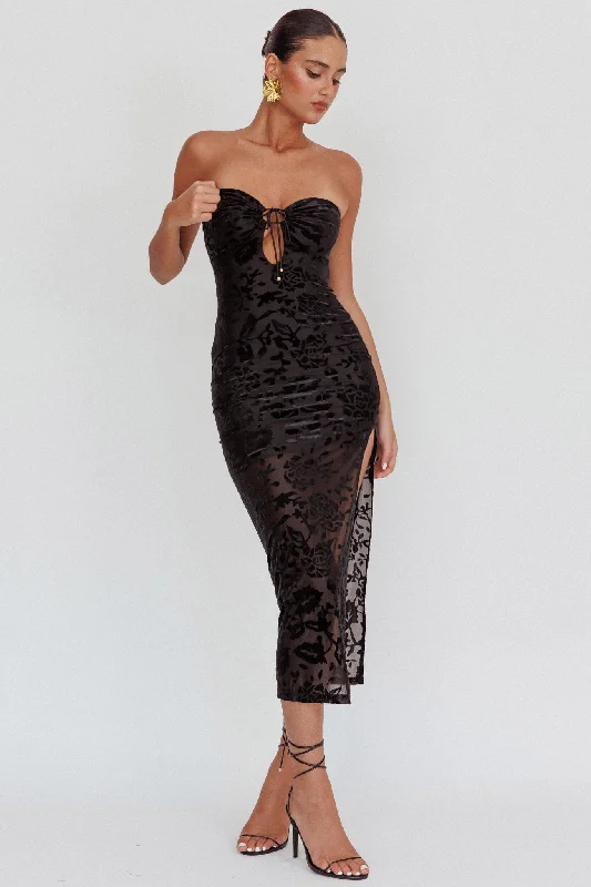 Maxi Women Dress with Floral Print for a Bohemian VibeSing To Me Keyhole Velvet Midi Dress Black Maxi Women Dress with Floral Print for a Bohemian VibeSing To Me Keyhole Velvet Midi Dress Black