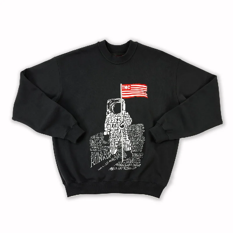 Women's graphic - printed sweatshirt featuring floral patterns for a feminine touchTMC Moon Man Crewneck - Black Women's graphic - printed sweatshirt featuring floral patterns for a feminine touchTMC Moon Man Crewneck - Black