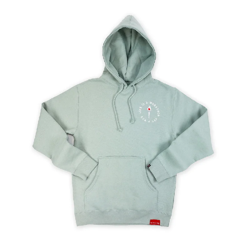 Women's hoodie with a kangaroo pocket and a pom - pom drawstring for added charmVictory Torch Hoodie - Sage Women's hoodie with a kangaroo pocket and a pom - pom drawstring for added charmVictory Torch Hoodie - Sage
