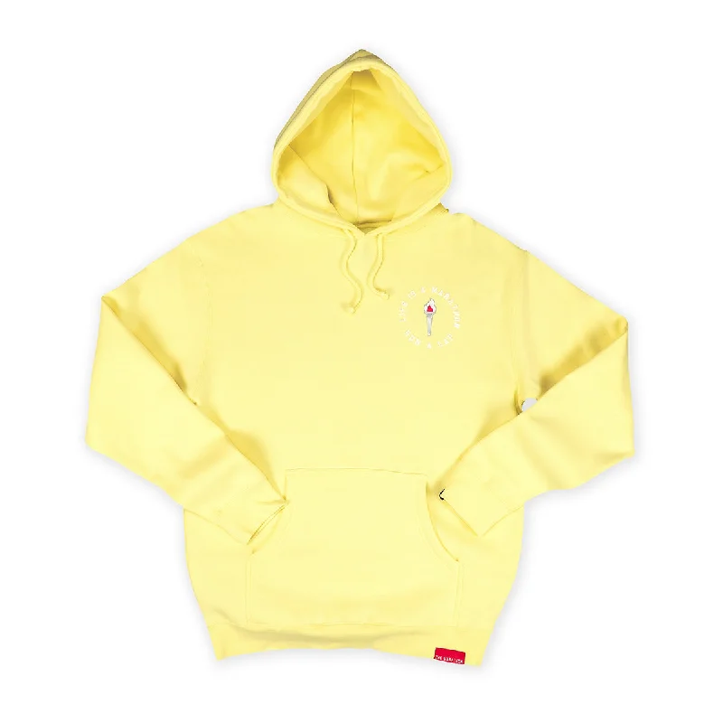 Women's tie - dye hoodie in bright colors for a retro and eye - catching styleVictory Torch Hoodie - Soft Yellow Women's tie - dye hoodie in bright colors for a retro and eye - catching styleVictory Torch Hoodie - Soft Yellow