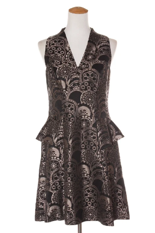 Wrap - Style Women Dress with Adjustable Fit for All Body Types Wrap - Style Women Dress with Adjustable Fit for All Body Types CUE - Bronze jacquard peplum dress! 12 Wrap - Style Women Dress with Adjustable Fit for All Body Types Wrap - Style Women Dress with Adjustable Fit for All Body Types CUE - Bronze jacquard peplum dress! 12