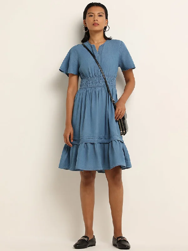 Long - Sleeve Women Dress in Velvet for a Luxurious Winter Look Long - Sleeve Women Dress in Velvet for a Luxurious Winter Look LOV Blue Solid Cotton Blend Tiered Short Dress Long - Sleeve Women Dress in Velvet for a Luxurious Winter Look Long - Sleeve Women Dress in Velvet for a Luxurious Winter Look LOV Blue Solid Cotton Blend Tiered Short Dress