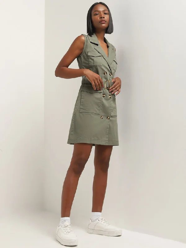 Strapless Women Dress with a Built - in Bra for Comfort and Support Strapless Women Dress with a Built - in Bra for Comfort and Support Nuon Olive Cotton Shirt Dress with Belt