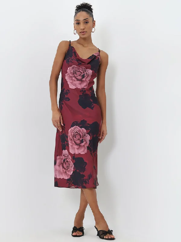 Mermaid - Style Women Dress with a Fitted Silhouette for Special Occasions Mermaid - Style Women Dress with a Fitted Silhouette for Special Occasions Wardrobe Burgundy Floral Printed Slip Dress Mermaid - Style Women Dress with a Fitted Silhouette for Special Occasions Mermaid - Style Women Dress with a Fitted Silhouette for Special Occasions Wardrobe Burgundy Floral Printed Slip Dress