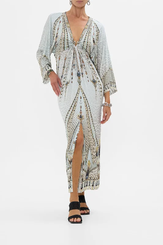 Strapless maxi dresses for a beachside vacationDRAPED JERSEY DRESS WITH HARDWARE SAHARA STARLET Strapless maxi dresses for a beachside vacationDRAPED JERSEY DRESS WITH HARDWARE SAHARA STARLET