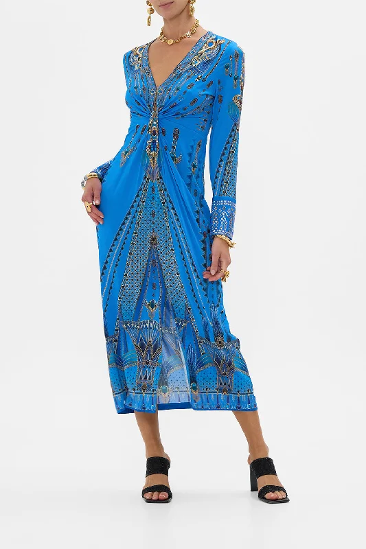 Maxi dresses with balloon sleeves for a vintage - inspired styleLONG V NECK TWIST FRONT JERSEY DRESS ARCHIVAL REVIVAL Maxi dresses with balloon sleeves for a vintage - inspired styleLONG V NECK TWIST FRONT JERSEY DRESS ARCHIVAL REVIVAL