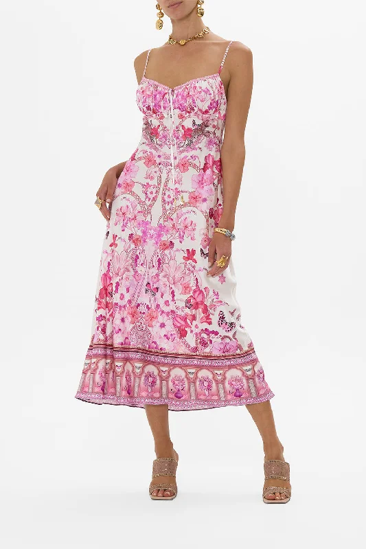 Maxi dresses with a button - down front for a classic lookGATHERED BODICE BIAS DRESS BOTANICAL NOVELLA Maxi dresses with a button - down front for a classic lookGATHERED BODICE BIAS DRESS BOTANICAL NOVELLA