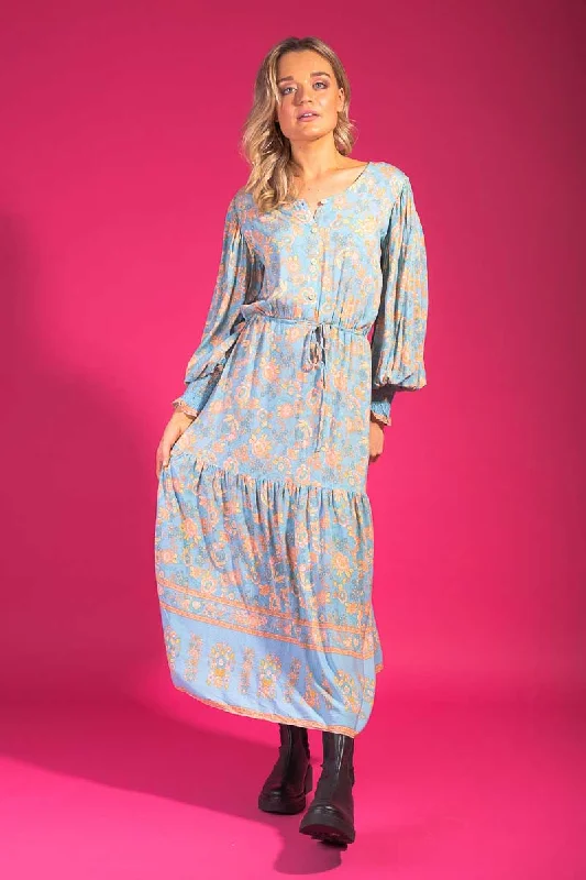 Maxi dresses with a cinched waist for a defined silhouetteCassie Maxi Dress Boho Blue Viscose