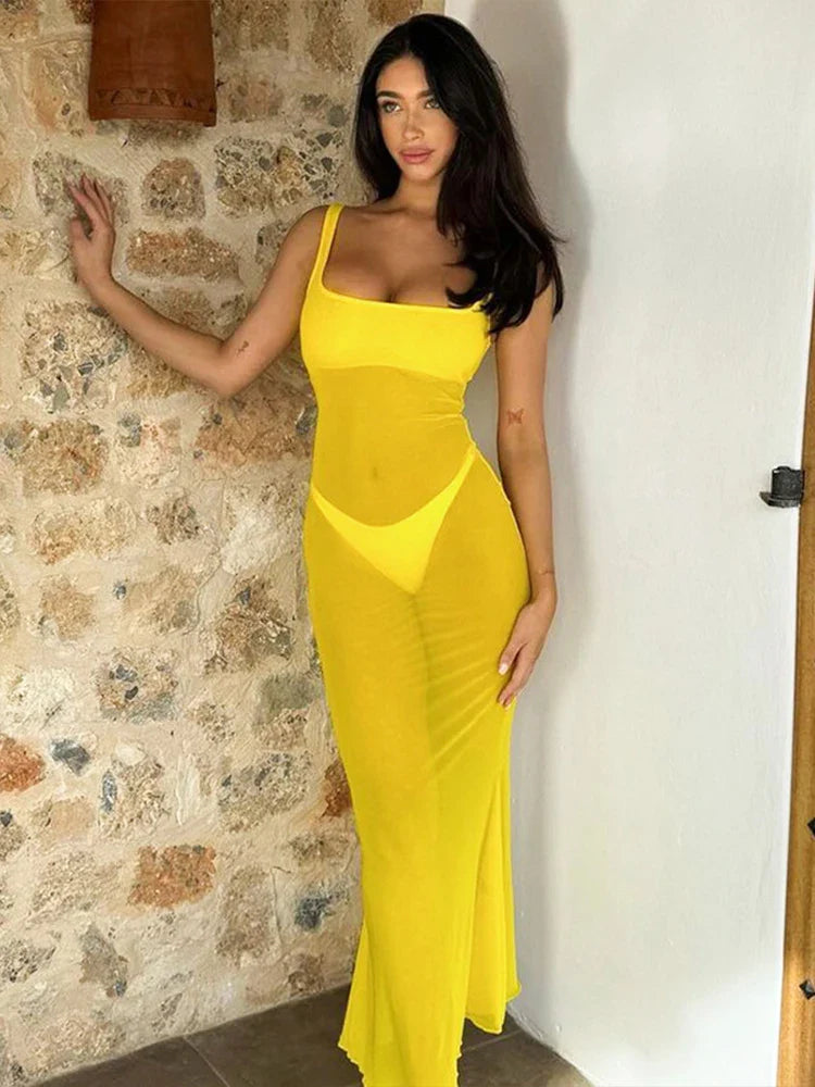 Maxi dresses with embroidered floral motifs for a unique designMesh Perspective Spaghetti Strap Slim Bodycon Elegant Long Spring Summer Maxi Dress Maxi dresses with embroidered floral motifs for a unique designMesh Perspective Spaghetti Strap Slim Bodycon Elegant Long Spring Summer Maxi Dress