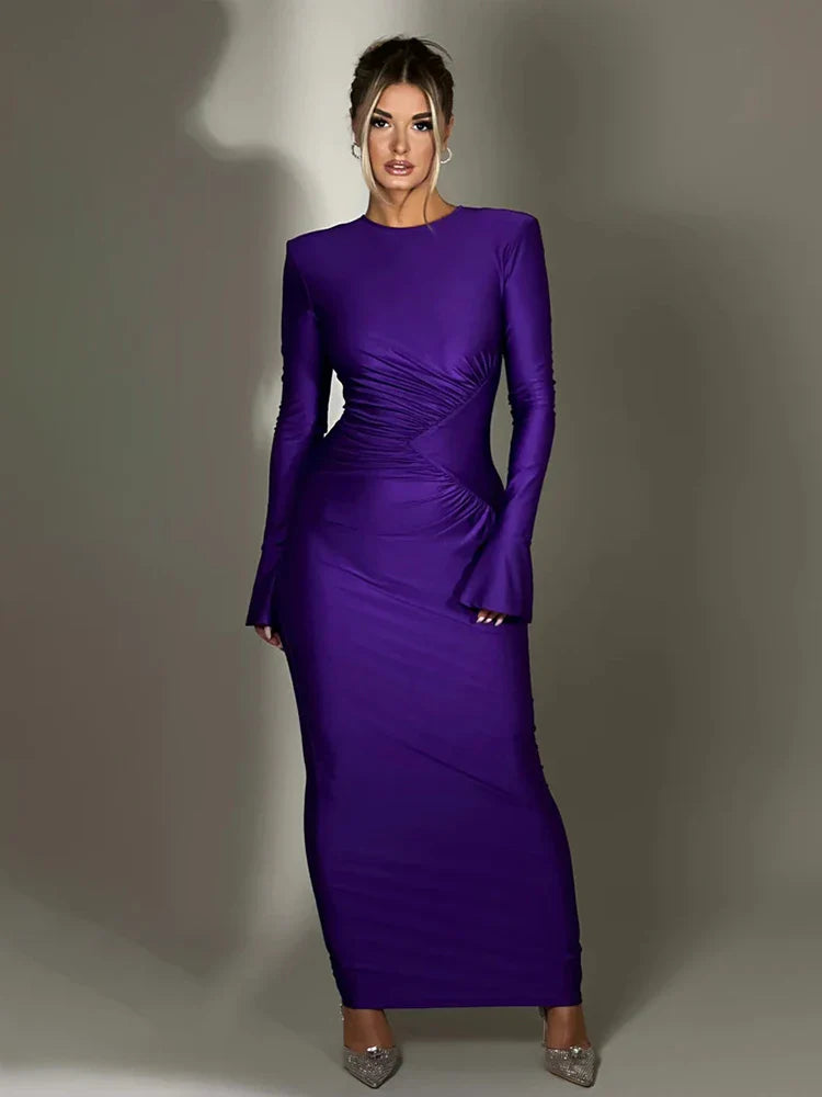 Metallic maxi dresses for a glamorous New Year's Eve partyPleated Slim Bodycon Autumn Winter Nightclub Party Elegant Long Maxi Dress Metallic maxi dresses for a glamorous New Year's Eve partyPleated Slim Bodycon Autumn Winter Nightclub Party Elegant Long Maxi Dress