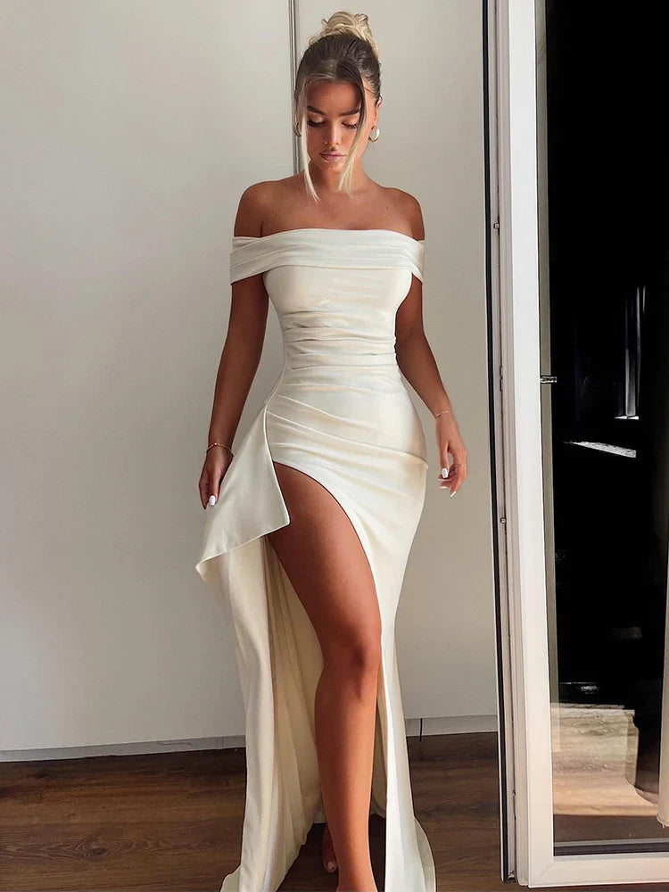 Maxi dresses with an asymmetric hem for a fashion - forward and eye - catching designOff Shoulder Long Summer High Split Backless Nightclub Sexy Party Maxi Dress Maxi dresses with an asymmetric hem for a fashion - forward and eye - catching designOff Shoulder Long Summer High Split Backless Nightclub Sexy Party Maxi Dress