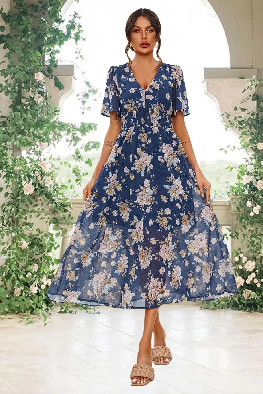 Sequined maxi dresses for formal evening galasFloral Print Angel Sleeve Maxi Dress In Blue Sequined maxi dresses for formal evening galasFloral Print Angel Sleeve Maxi Dress In Blue