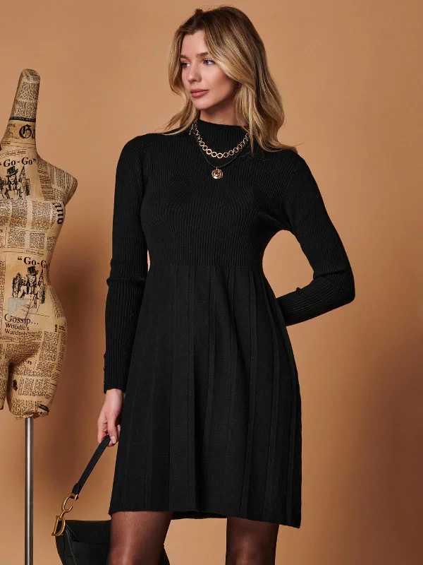 Maxi dresses with a criss - cross back for a flirty and unique detailLong Sleeve Fit & Flare Knit Dress, Black Maxi dresses with a criss - cross back for a flirty and unique detailLong Sleeve Fit & Flare Knit Dress, Black
