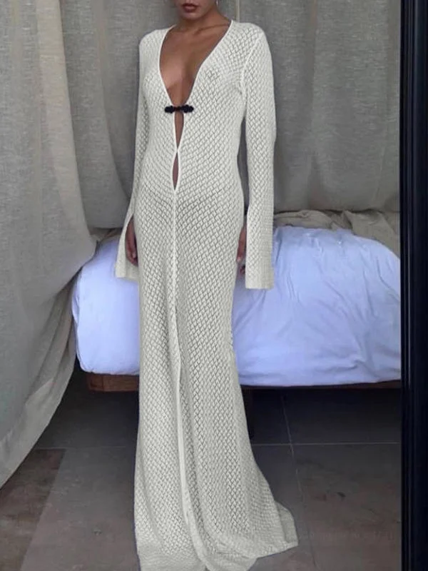 Maxi dresses with a criss - cross back for a flirty and unique detailCrochet Long Sleeve Maxi Beach Dress Maxi dresses with a criss - cross back for a flirty and unique detailCrochet Long Sleeve Maxi Beach Dress