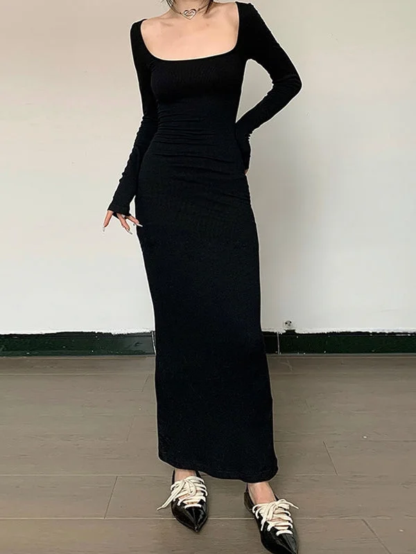Maxi dresses with a button - down front for a classic lookBlack Long Sleeve Bodycon Maxi Dress Maxi dresses with a button - down front for a classic lookBlack Long Sleeve Bodycon Maxi Dress
