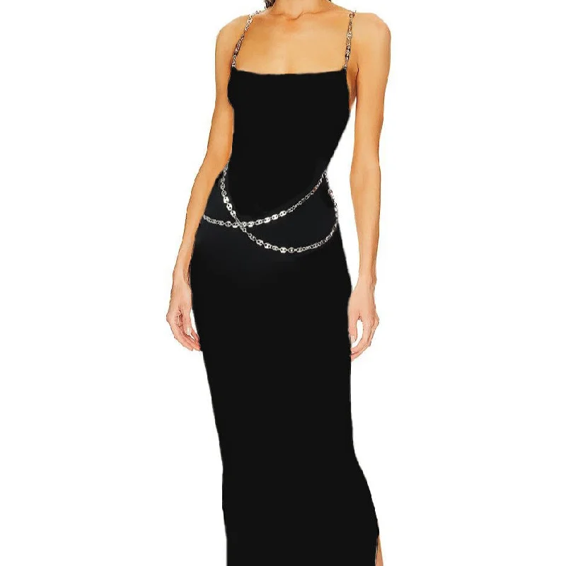 Maxi dresses with pom - pom trims for a playful and festive lookKittenAlarm - Paige Strappy Chain Detail Maxi Dress Maxi dresses with pom - pom trims for a playful and festive lookKittenAlarm - Paige Strappy Chain Detail Maxi Dress