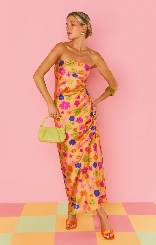 Linen maxi dresses for a breathable and lightweight summer optionTaylor Tube Dress ~ Poppin Poppy
