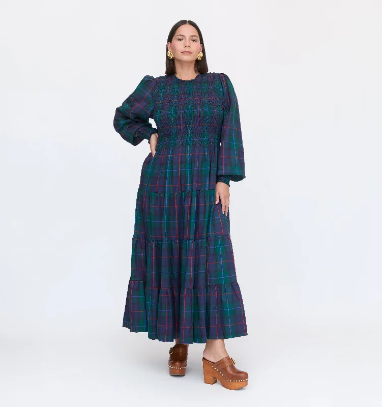 Polyester maxi dresses for easy - care and durabilityThe Viviana Nap Dress - Midnight Tartan Polyester maxi dresses for easy - care and durabilityThe Viviana Nap Dress - Midnight Tartan