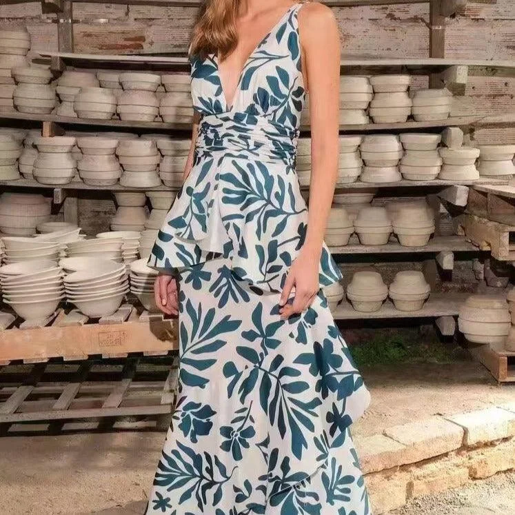 Maxi dresses with a cinched waist for a defined silhouetteKittenAlarm - Wanda Deep V Layered Hem Maxi Dress Maxi dresses with a cinched waist for a defined silhouetteKittenAlarm - Wanda Deep V Layered Hem Maxi Dress
