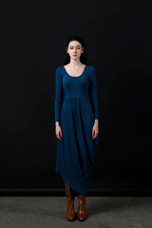Midi dresses with belted waists to accentuate the figureAngela Asymmetric Gathered Cotton Midi Dress Midi dresses with belted waists to accentuate the figureAngela Asymmetric Gathered Cotton Midi Dress