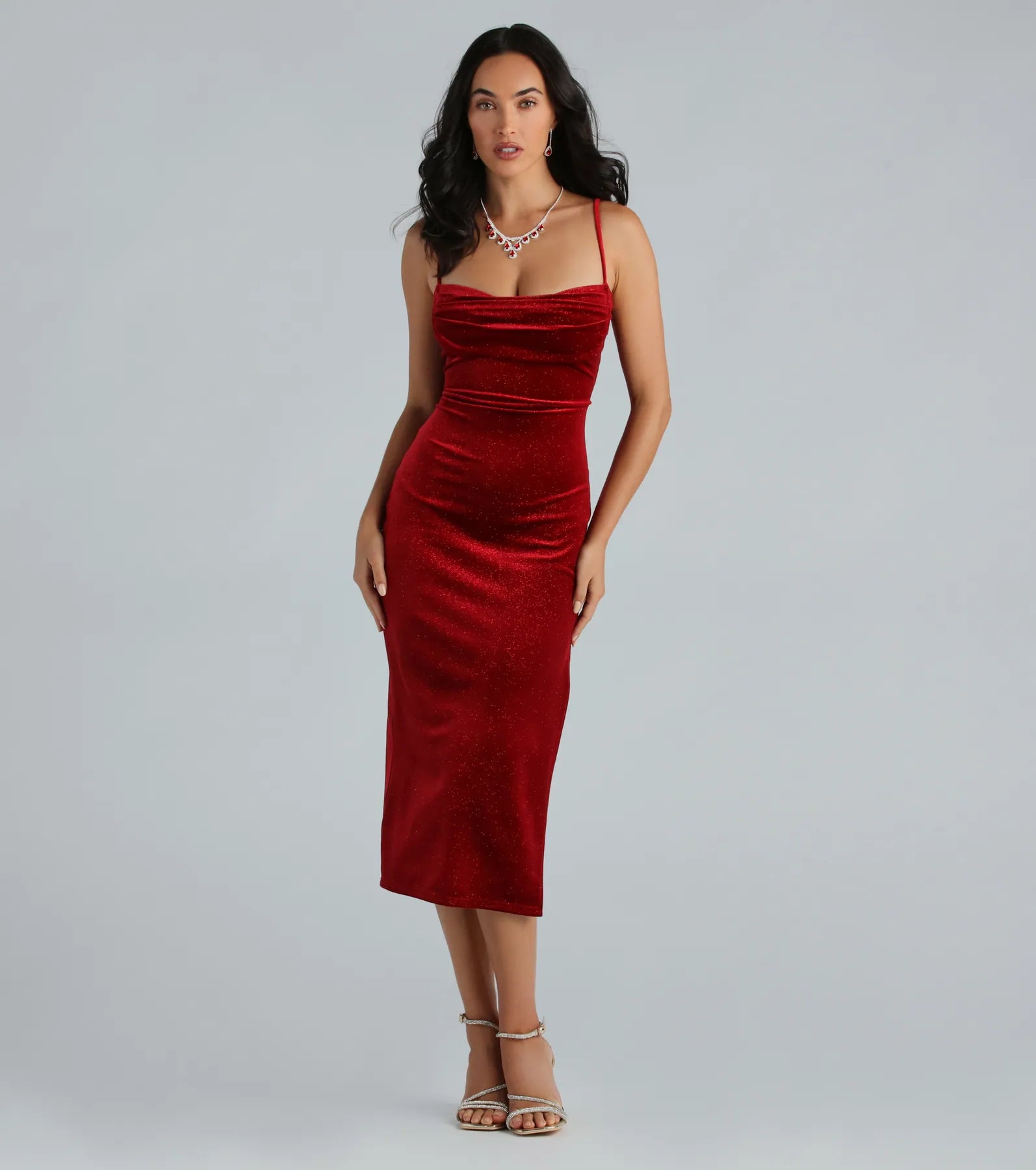 Midi dresses with pleated skirts for a timeless and elegant appealChristina Glitter Velvet Formal Midi Dress Midi dresses with pleated skirts for a timeless and elegant appealChristina Glitter Velvet Formal Midi Dress