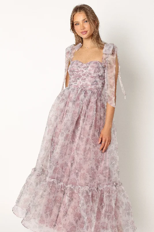 Midi dresses with ruffled hems for a romantic date nightFloret Midi Dress - Dark Purple Midi dresses with ruffled hems for a romantic date nightFloret Midi Dress - Dark Purple