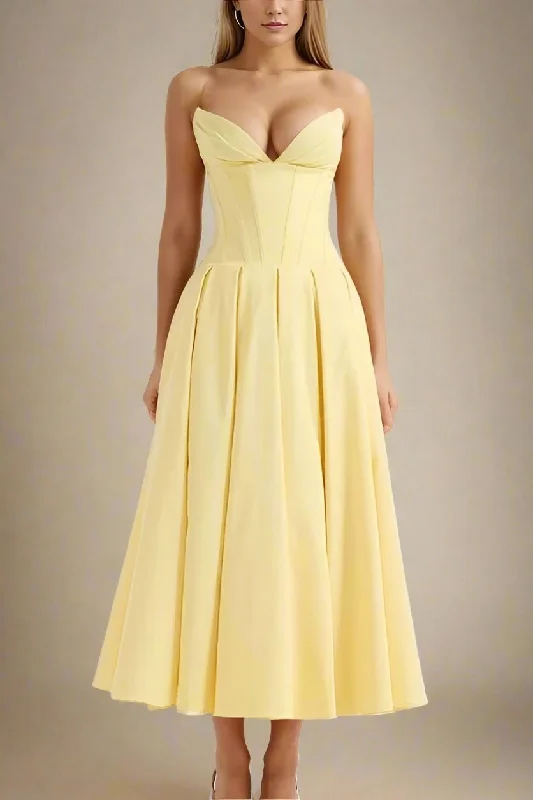 Wrap - style midi dresses in silk for a sophisticated office lookGabbi Bodycon Midi Dress - Sun Yellow Wrap - style midi dresses in silk for a sophisticated office lookGabbi Bodycon Midi Dress - Sun Yellow