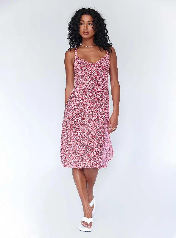 Midi dresses with sheer panels for a touch of allureGeorgia Midi Dress Red