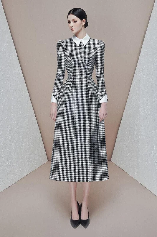 Midi dresses with button - front designs for a classic touchGianni A-line Shirt Collar Jacquard Midi Dress Midi dresses with button - front designs for a classic touchGianni A-line Shirt Collar Jacquard Midi Dress