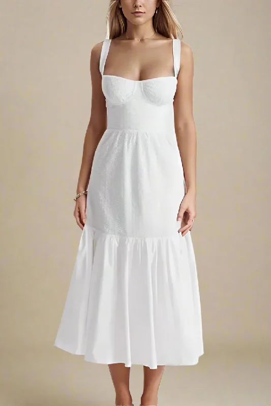 Midi dresses with pom - pom trims for a playful and festive lookImogen Bodycon Day Midi Dress - Pearl White Midi dresses with pom - pom trims for a playful and festive lookImogen Bodycon Day Midi Dress - Pearl White