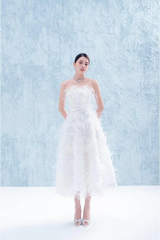 Midi dresses with ribbed textures for a unique and tactile appearanceMark Strapless Straight Across Neck Mesh Midi Dress Midi dresses with ribbed textures for a unique and tactile appearanceMark Strapless Straight Across Neck Mesh Midi Dress