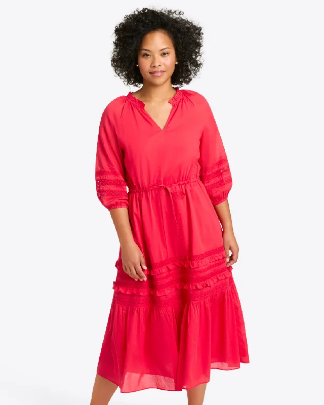 Midi dresses with button - down skirts for a unique and functional designMartina Midi Dress in Embroidered Stripe Midi dresses with button - down skirts for a unique and functional designMartina Midi Dress in Embroidered Stripe