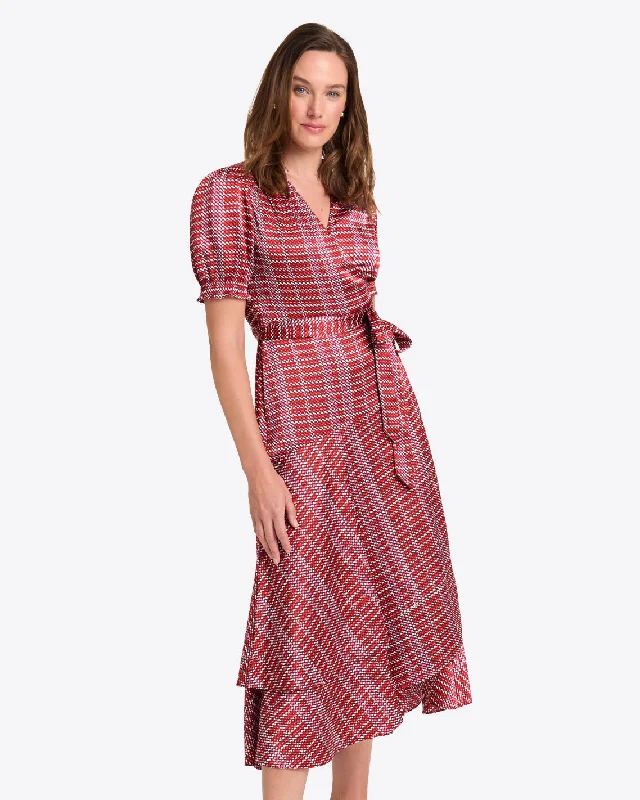 Midi dresses with tassel accents for a bohemian and free - spirited styleNaomi Wrap Dress in Dotted Grid Midi dresses with tassel accents for a bohemian and free - spirited styleNaomi Wrap Dress in Dotted Grid