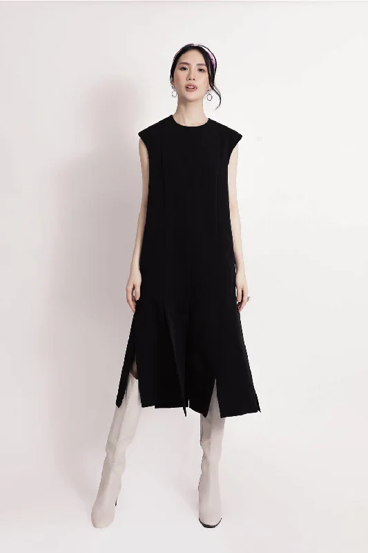 Sleeveless midi dresses with lace details for summer weddingsRey Sleeveless Dress