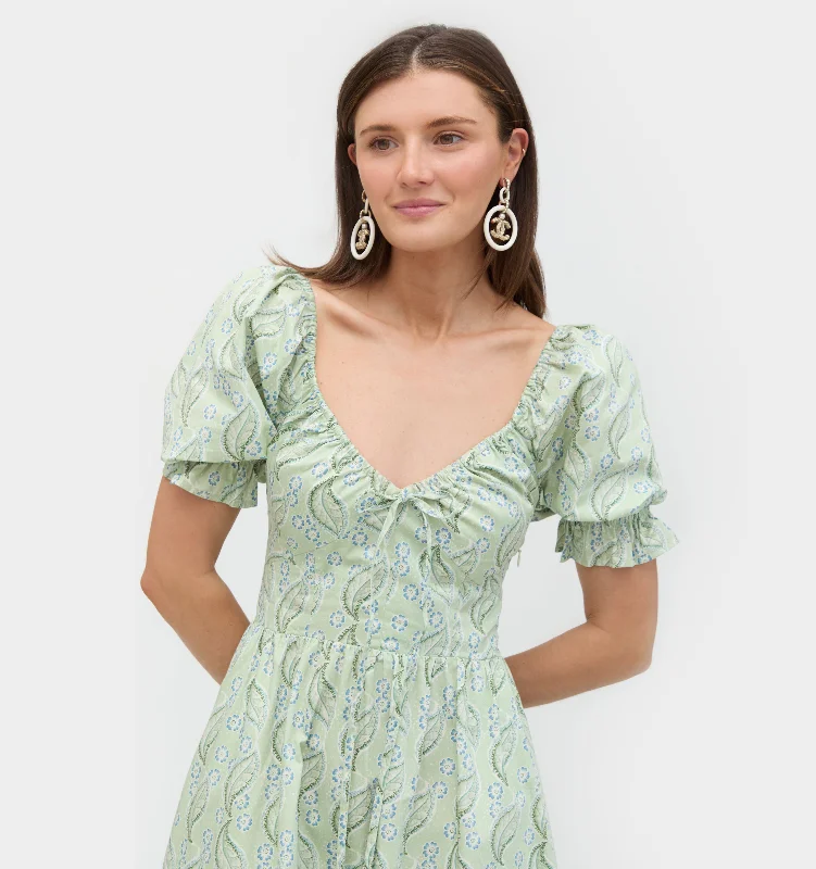 Midi dresses with puff sleeves for a vintage - inspired lookThe Ophelia Dress - F. Steiner & Co. Archive Eucalyptus Floral Midi dresses with puff sleeves for a vintage - inspired lookThe Ophelia Dress - F. Steiner & Co. Archive Eucalyptus Floral