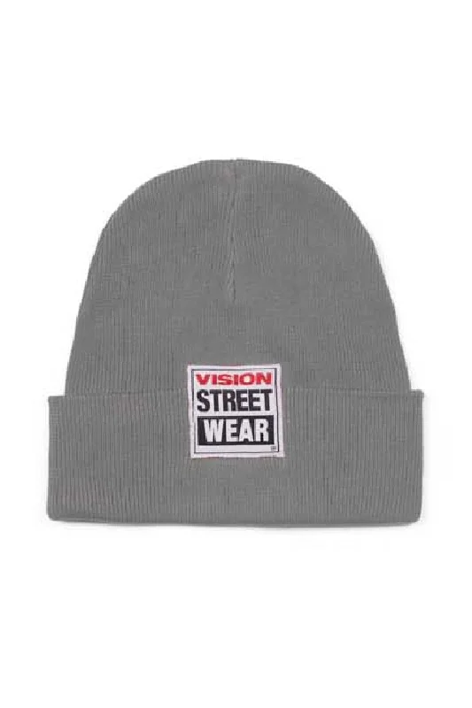 Plus Size Men's Denim Pea Coat for a Classic and Warm Outerwear OptionCuffed Beanie With Large Logo Patch - Grey Plus Size Men's Denim Pea Coat for a Classic and Warm Outerwear OptionCuffed Beanie With Large Logo Patch - Grey