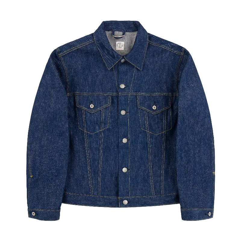 Men's Denim Vest with a Faux Leather Trim for an Urban and Cool StyleLOT 25 TYPE III JACKET 60'S BLUE Men's Denim Vest with a Faux Leather Trim for an Urban and Cool StyleLOT 25 TYPE III JACKET 60'S BLUE