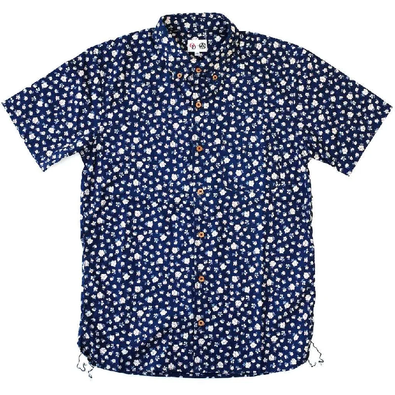 Men's Denim Trucker Jacket with Patches for a Retro and Edgy AppearanceOD+MJ Indigo Floral Selvedge S/S Shirt Men's Denim Trucker Jacket with Patches for a Retro and Edgy AppearanceOD+MJ Indigo Floral Selvedge S/S Shirt