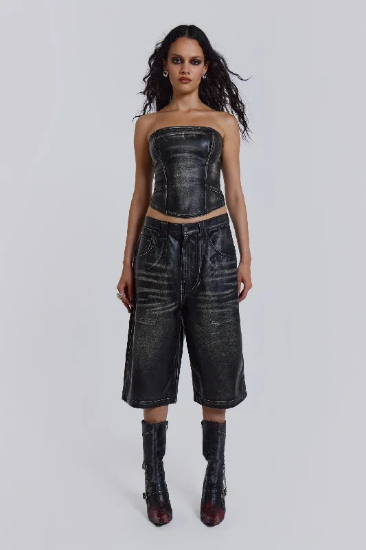 Women's junior - sized denim pants Distressed women jeans for a trendy and edgy look Ash Faux Leather Colossus Shorts Women's junior - sized denim pants Distressed women jeans for a trendy and edgy look Ash Faux Leather Colossus Shorts