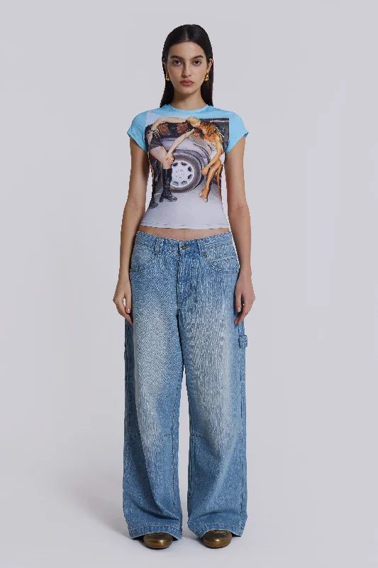 Women's drawstring athletic pants High - rise flare women jeans for a 70s - inspired look Light Wash Colossus Carpenter Jeans Women's drawstring athletic pants High - rise flare women jeans for a 70s - inspired look Light Wash Colossus Carpenter Jeans