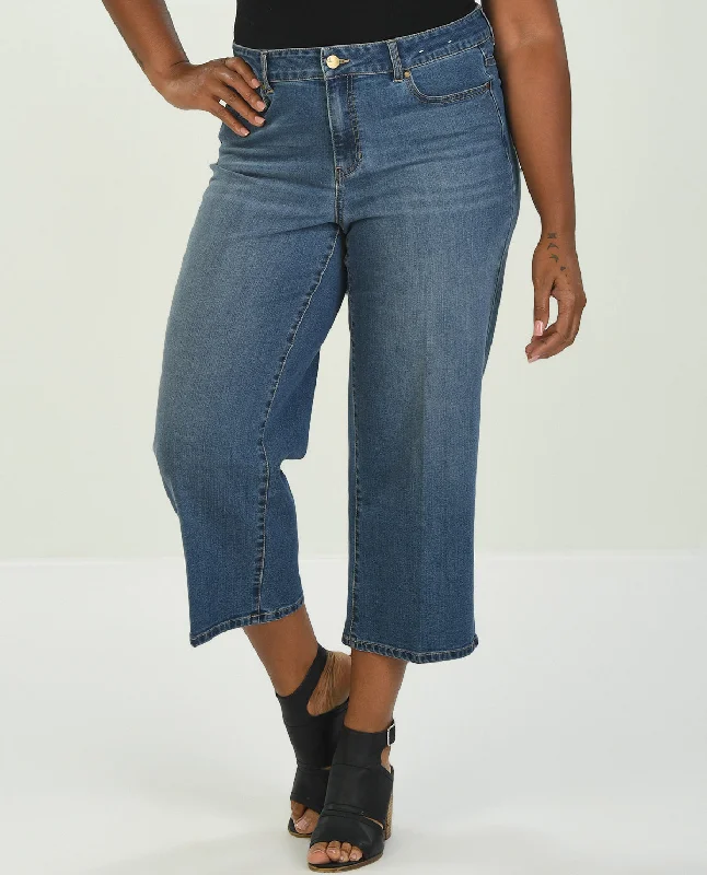 Women's polyester workout pants Button - fly women jeans with a traditional touch D Jeans Plus Recycled Wide Leg Ankle Jean Women's polyester workout pants Button - fly women jeans with a traditional touch D Jeans Plus Recycled Wide Leg Ankle Jean