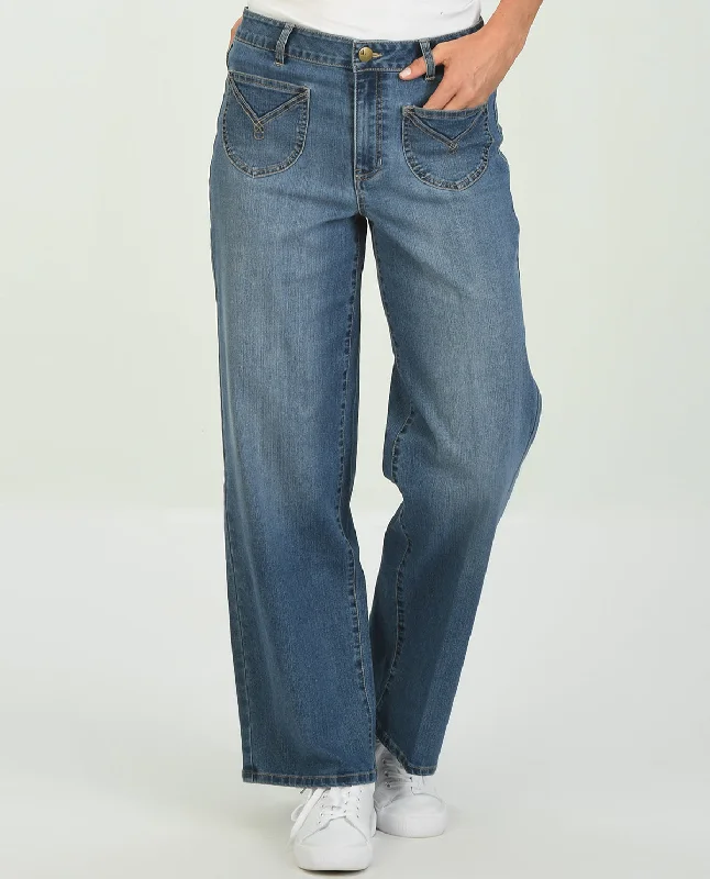 Women's tassel - adorned boho pants Embellished women jeans with studs or rhinestones for a glamorous touch D Jeans Stitch Patch Pocket Jean