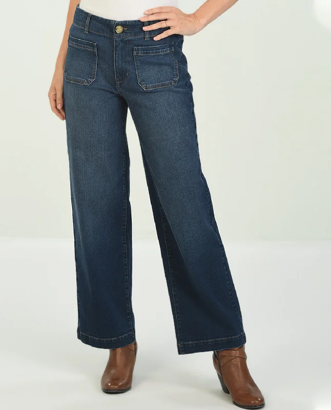 Women's pants for cocktail parties Distressed women jeans for a trendy and edgy look D Jeans Patch Pocket Wide Leg Jean Women's pants for cocktail parties Distressed women jeans for a trendy and edgy look D Jeans Patch Pocket Wide Leg Jean