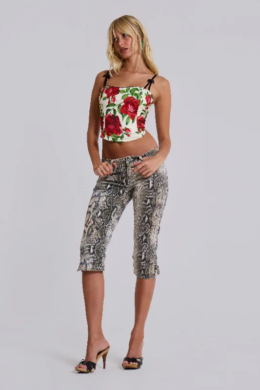Women's skinny jeans pants High - waisted women jeans for a flattering silhouette Dovimo Snakeskin Capri Jeans Women's skinny jeans pants High - waisted women jeans for a flattering silhouette Dovimo Snakeskin Capri Jeans