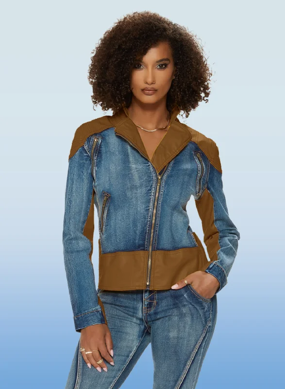 Women's on - sale casual pants Light - wash women jeans for a fresh and summery appearance DV Jeans - 8482J - Blue - Stretch denim Faux Leather Jacket Women's on - sale casual pants Light - wash women jeans for a fresh and summery appearance DV Jeans - 8482J - Blue - Stretch denim Faux Leather Jacket
