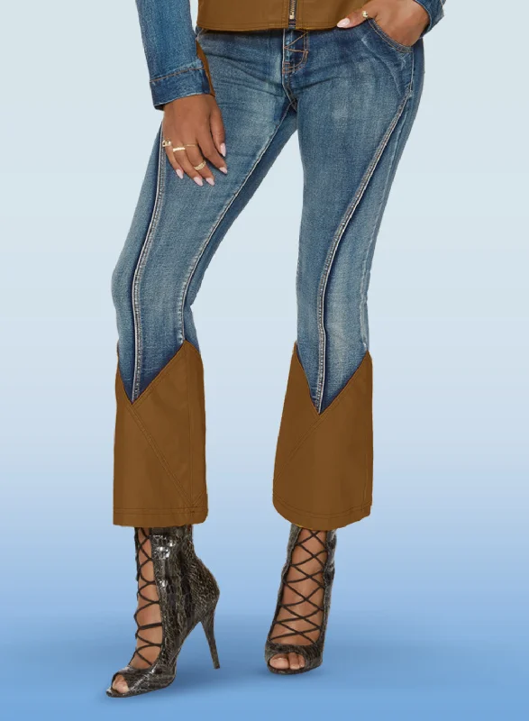Women's unisex - style casual pants Ripped women jeans for a rebellious and fashion - forward style DV Jeans - 8482P - Stretch Denim faux Leather Pant Women's unisex - style casual pants Ripped women jeans for a rebellious and fashion - forward style DV Jeans - 8482P - Stretch Denim faux Leather Pant