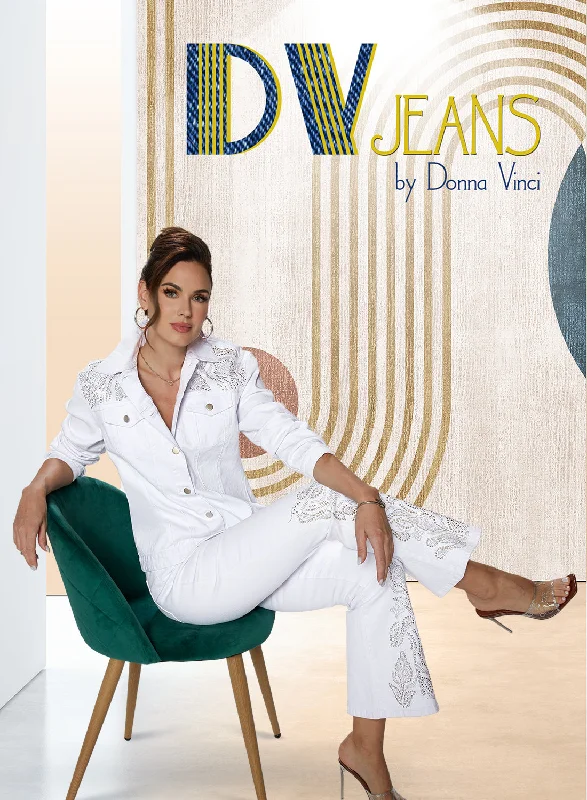 Women's sustainable fashion pants Jeggings women jeans combining the comfort of leggings and style of jeans DV Jeans 8486P - White - Silver Stud Denim Pant Women's sustainable fashion pants Jeggings women jeans combining the comfort of leggings and style of jeans DV Jeans 8486P - White - Silver Stud Denim Pant