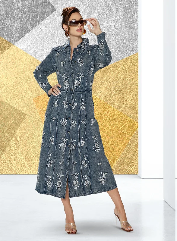 Women's printed floral pants High - waisted women jeans for a flattering silhouette DV Jeans 8488 - Blue - Denim Duster Button Down Dress Women's printed floral pants High - waisted women jeans for a flattering silhouette DV Jeans 8488 - Blue - Denim Duster Button Down Dress